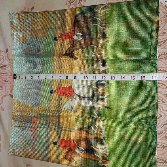 Fox Hunting Horse Pillow Cover Jump Horse English Saddle Hound Beagle England - Picture 12 of 13
